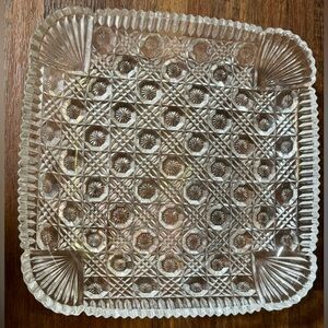 Vintage Mikasa Crystal Hoya Japan Georgian Cut 9 1/2” Square Tray Platter Dish